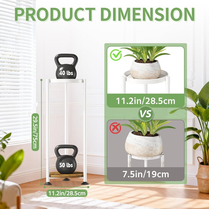 KMOTASUO 2 Tier Plant Stands Indoor, 30 Inch Tall Metal Corner Plant Stand, Modern Flower Shelf Pot Holder Planter Display Rack for Living Room Balcony Patio Garden(White) - Image 1